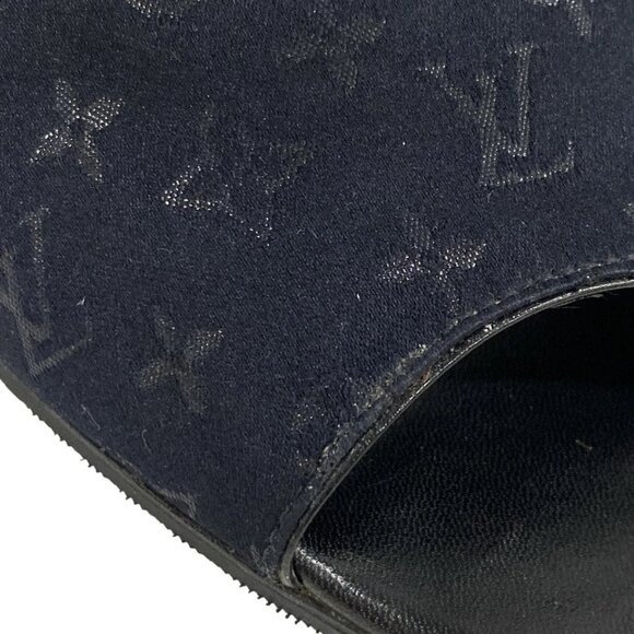 LOUIS VUITTON Black Women's Sandals Monogram Satin Leather 190-080925 - Picture 5 of 8